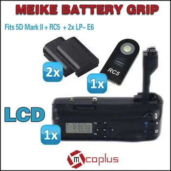 Mcoplus BG-5DIIL LCD Battery Grip pentru Canon EOS 5D Mark II + IR Telecomanda Wireless + 2x LP-E6 Baterie