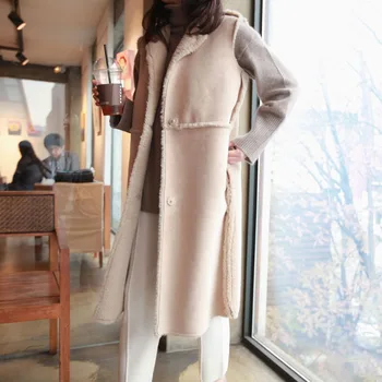 2020 toamna iarna femei coreene fals din piele de veste lungi faux miel lână tunsă de veste vrac plus dimensiune vesta A318