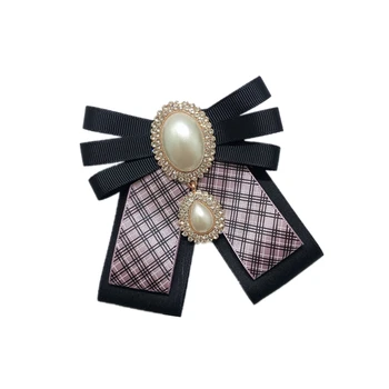 Noua Pânză de Artă Brosa Arc coreean Pearl Stras de Cristal Cravată Guler de Cămașă Cravată Luxulry Bijuterii Cadouri pentru Femei Accesorii