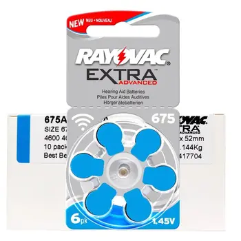 60 BUC / pack 1 Rayovac Extra auditiv Baterii Zinc Aer 675A 675 A675 PR44 Celule Baterie Buton pentru proteze Auditive
