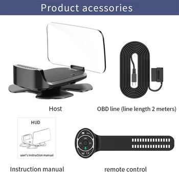 Masina HUD head-up display OBD2 inteligent carplay navigare carlife Viteza HD Proiecție wireless telecomanda de pe volan