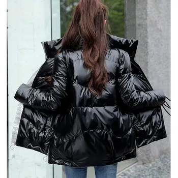 Leiouna Plin Solid Gros Birou Doamnă În 2020 Moda de Iarna Nou Strat de Bumbac pentru Femei Scurte de Iarna groase de Bumbac Jacheta Parker Palton