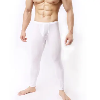 1buc Sexy Bărbați de U Husă Legging Matase de Gheață Transparentă Codrin Sexy Buzunar Strâmt Pijama Respirabil Pantaloni FX1018