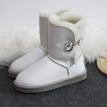 Moda 2020 Genuine piele de Oaie pentru Femei Cizme de Zăpadă Nou Sosire Blana Naturala de Iarnă Pantofi de Cald Lână Cald Femeie Cizme