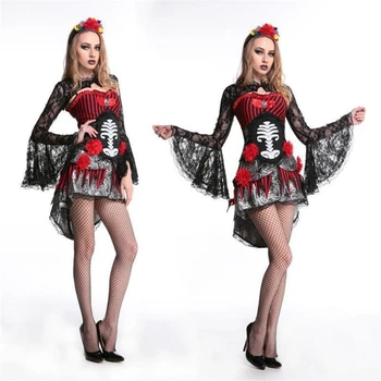 Costume de Halloween pentru Femei Rochie Corpse Bride Schelet Vampir Cosplay Carnaval Petrecere de Ziua Morților Craniul Feminin Rochie Set