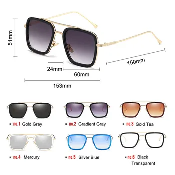 SIMPRECT Tony Stark ochelari de Soare Barbati 2021 Înaltă Calitate de Metal Pătrat ochelari de Soare Retro Vintage Oglindă Ochelari de Soare Pentru Barbati Oculos