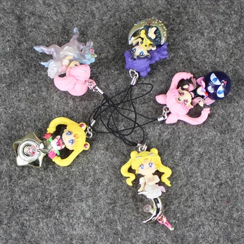 5pcs/set Sclipire Dolly Sailor Moon Breloc Drăguț Versiune de Acțiune Figura Pandantiv Anime Japonez Breloc Jucarii si Cadouri