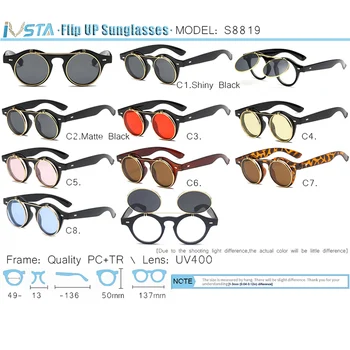 IVSTA Flip-Up ochelari de Soare Miopie Clip Pe ochelari de Soare Barbati Classic Clapetă baza de Prescriptie medicala Optice Cadru Rotund Epocă Steampunk