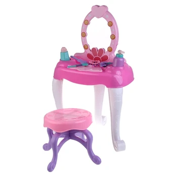 Copii Machiaj de Frumusețe Masa de toaleta Pretinde a Juca Jucărie Set cu Lumini Oglindă Sunete de Muzică pentru Fete de 3+ de Ani, Cadou de Ziua de nastere