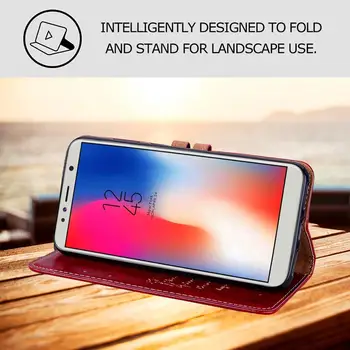 Ulei Cu Ceara De Piele Model Flip Case Pentru Samsung J1 2016 J2 Prim-J3 J5 J7 Pro 2017 J4 J6+ 2018 Portofel Cu Slot Pentru Card De Suport Capacul Suportului
