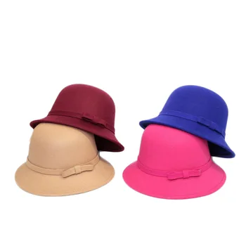 Dom Arc Femei Lână Pălărie De Toamnă Sus Găleată Pălărie De Protecție Solară Margine Largă Bowler Derby Pălărie Trilby Chapeau Capac Femeie Fedoras Pălărie