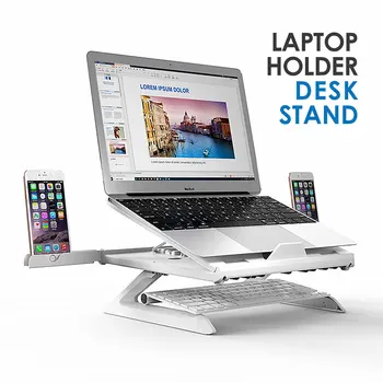 9 Unghi Ajustat Laptop Suport cu 2 suporturi de Telefon Multifuncțional Suport de birou pentru 12-17inch Laptop Tableta Pliabila Lapdesk