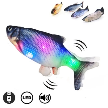 30cm Electronice Animal de casă Pisică Jucărie Electric cu LED-uri USB de Încărcare de Simulare Pește Colorat Glow + Muzica + Leagăn, Jucării, Rechizite