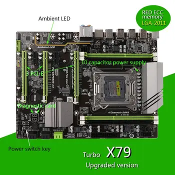 X79 Turbo moederbord despre lga2011, ATX USB3.0 SATA3 PCI-E NVME M. 2 SSD ondersteuning REG ECC geheugen ro Xeon processor E5 N1HD