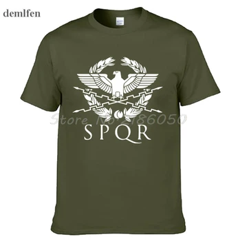 SPQR Gladiator Roman Imperial Golden Eagle T-Shirt Mens Casual Scurt, O-Neck T shirt Harajuku Topuri Tricouri Tricou Plus Dimensiune