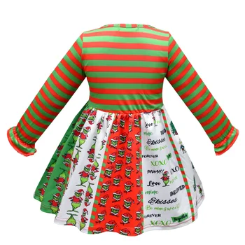 Fata Rochie De Printesa Cu Maneci Lungi Grinch Desene Animate Model Twirl Dress Rochie De Crăciun