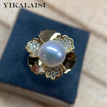 YIKALAISI 925 de Bijuterii de Argint Aplatizată Perla Inele 2020 Naturale Fine bijuterii Perla de 8-9mm Inele Pentru Femei en-gros