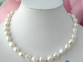Naturale 11-13mm alb baroc de apă dulce colier de perle de cultură 46CM>șirag de mărgele de farmec bijuterii bijuterii farmec