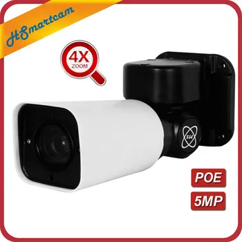 5MP Mini PoE IP PTZ Camera Glonț 4X zoom Optic 2.8-12mm IP66 CCTV Cam în aer liber, Suport ONVIF P2P H. 264 (H. 265) Pentru HK POE NVR