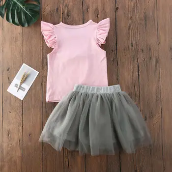 Emmababy Toddler Copii Baby Girl Haine De Vară Set De Iepure Print T-Shirt De Sus Fusta Tinuta