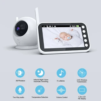 DANMINI 4.3 LCD Display HD de Culoare Baby Monitor, baby-sitter Electronic Radio, Video de Monitorizare a Temperaturii ABM100 Camera de Securitate
