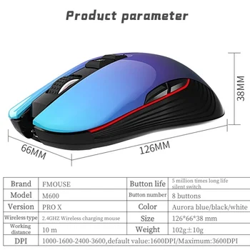 M600 Mouse de Gaming Profesionist 3600 Dpi LED Mouse-ul Pentru Gamer 2.4 GHz Wireless Silent Mouse-ul Pentru PC/Laptop