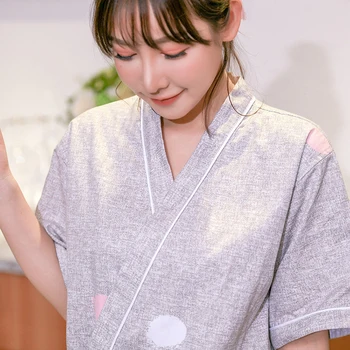 De Vară 2020 Set De Pijama Pentru Femei Maneci Scurte Stil Japonez Kimono Saună Mesaj De Bumbac Vrac Barbati Pijamale Pijamale Pentru Cuplu