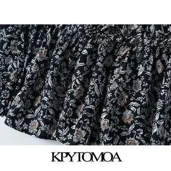 KPYTOMOA Femei 2020 Moda Chic Tipărite Ciufulit Fusta Mini Epocă de Mare Elastic Talie Cutat de sex Feminin Fuste Faldas Mujer