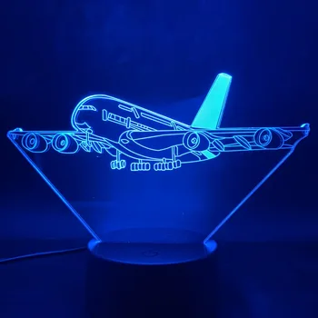 3D Lampa avion airbus A380, cel mai bun model de cadou pentru copii luminoase de bază 2017 fierbinte de vânzare baterii led noapte lumina lămpii