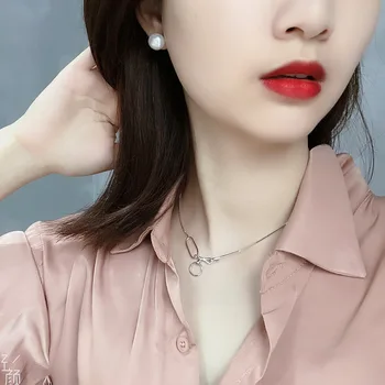 Stil Coreean Bijuterii Argint 925 Geometrice Cârlig Cutie Colier Simplu De Nișă Chic Net Cutie Roșie Colier
