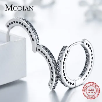 Modian Real Argint 925 Clasic Plin Inimile Hoop Cercei De Lux Zircon Moda Bijuterii Pentru Femei, Cadou De Nunta