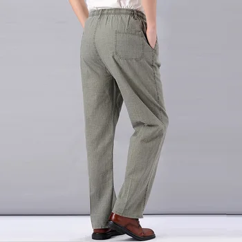 Lenjerie de pat Bumbac Vrac Elastic Subțire de Muncă Vintage Largă Picioare Pantaloni pentru Bărbați de Talie Mare Trausers Pantaloni de Vară de Îmbrăcăminte Noutate 2020