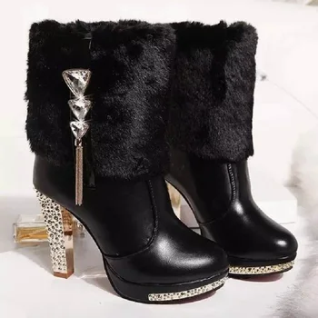 Cresfimix botas femininas femei de moda de toamnă și de iarnă de înaltă calitate sip pe pantofi albi doamna drăguț pu negru din piele cizme b2658