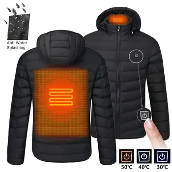 Mens Încălzit Jachete în aer liber Strat USB Baterie Electrică Mâneci Lungi Încălzire Jachete cu Gluga de Iarna Cald Termică Îmbrăcăminte