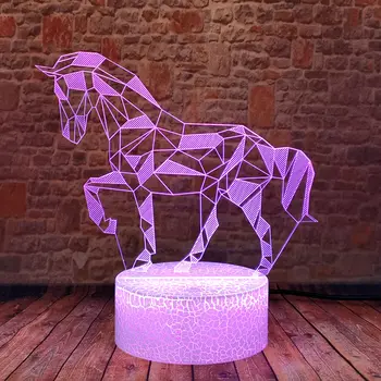 Cristal Model de Cal 3D Iluzia de Birou LED-uri lumina de Veghe 7 Culori de Iluminare actiune si jucărie cifre
