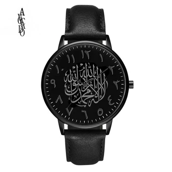 AVOCADO 2019 Ceasuri Barbati Negru arabă Cuarț Ceasuri Curea de Piele Reloj Arabe Negru