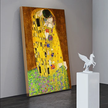 Gustav Klimt Sarutul Arta Panza Picturi pe Perete de Arta Celebre Postere Si Printuri de Aur de Artă Clasică Poze Decor Acasă Cuadro