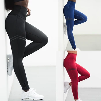 Moda Antrenament Femei Jambiere Talie Mare Jambiere De Fitness Legging Poliester Respirabil Mozaic Îmbrăcăminte Jeggings 3 Culori