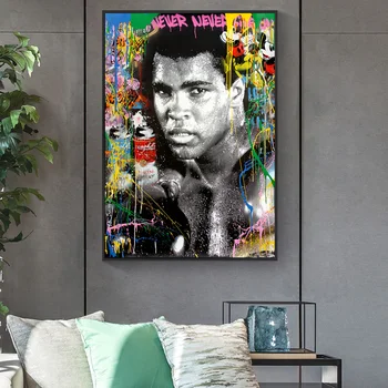 Celebrul Boxer Muhammad Arta Graffiti, Picturi Pe Perete Postere de Arta, Printuri Și Ali Street Art Canvas Imaginile Pentru Camera de zi