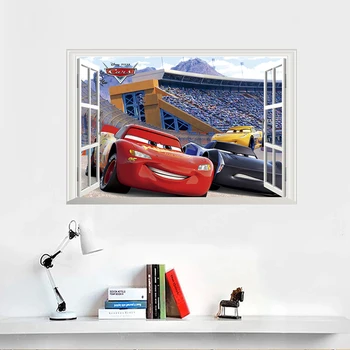 Efect 3D de Desene animate Cars 3 Prin Autocolante de Perete Dormitor, Pepinieră Decor Acasă Disney Decalcomanii de Perete din Pvc de Artă Murală Diy Postere Băiat de Cadouri