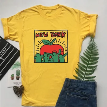Țăranul Vogue Unisex Stil Amuzant New York Tricouri de Vară cu Mânecă Scurtă Teuri Grafice Imprimate Supradimensionat Tumblr Topuri tricou Fata