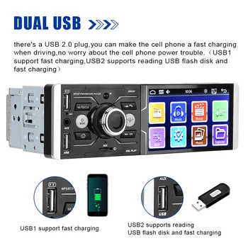 Autoradio Audio Stereo USB Încărcător de Mașină MP5 Video, Radio FM, Player Multimedia DC 12V 4.1