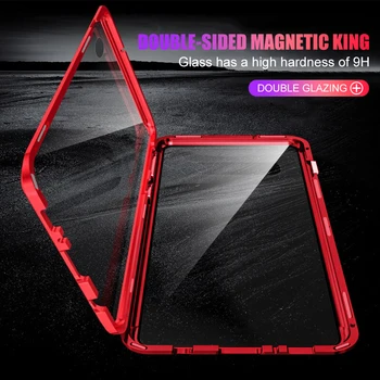 360 de Caz Pentru Samsung Galaxy A50 A20 A30 A70 Complet de Protecție de Metal Magnetic Caz A11 A21s A31 A41 Fata Spate Capac sticla