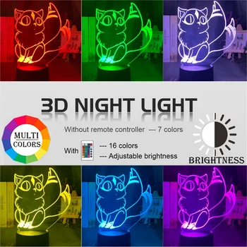 Drăguț Kirara Figura Led-uri Lampa de Noapte pentru Decorare Dormitor LED cu Senzor Tactil 3d Colorate Lumina de Noapte Unică Anime Inuyasha Cadou