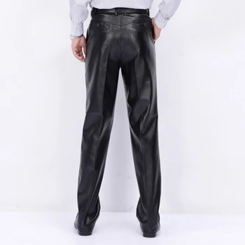 Noua Toamna Iarna Modei Masculine PU Pantaloni Bărbați Faux din Piele Vrac Direct de Motociclete Windproof Pantaloni Plus Dimensiune Pentru bărbați