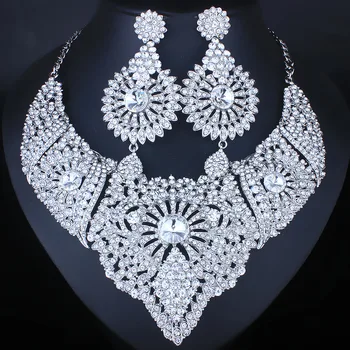 FARLENA Bijuterii Cristal Colier și Cercei set pentru Femei Petrecerea de Nunta Mireasa Indian seturi de Bijuterii