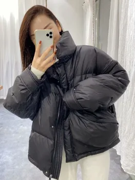 2020 Iarna Scurt Rață Albă Haină De Moda Coreeană Stand Guler Culoare Kaki, Liber Gros Cald Puffer Jacheta Streetwear Doamnelor Parka