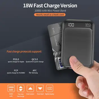 ROCK Mini 10000mAh Power Bank USB C PD Portabil Încărcător Mic 10000 Powerbank Pentru iPhone 11 Xiaomi Mi Samsung Acumulator Extern