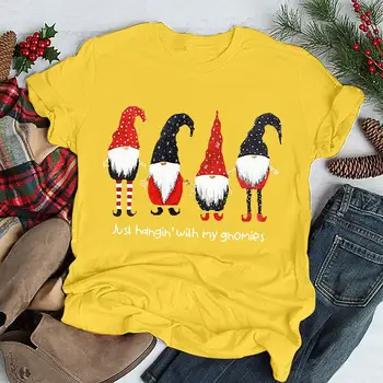 Doar Hahgin Cu Gnomies Scrisoare de Imprimare de Crăciun Femei tricou Drăguț Moș Crăciun Grafic T-shirt Harajuku Epocă Xmas Tricou