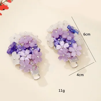 FORSEVEN Vintage Stil Chinezesc Clip de Păr Copiii Adult Violet Model Floare Decor Antic Ac de păr Mici Accesorii de Par SL